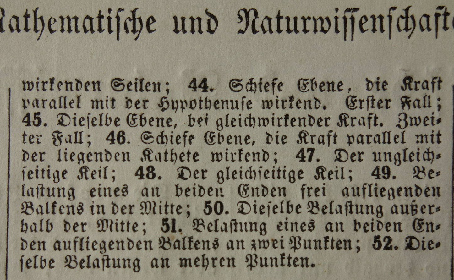 Natuurkunde oude prent katrollen 1849 originele antieke illustratie wetenschappelijke experimenten vintage print