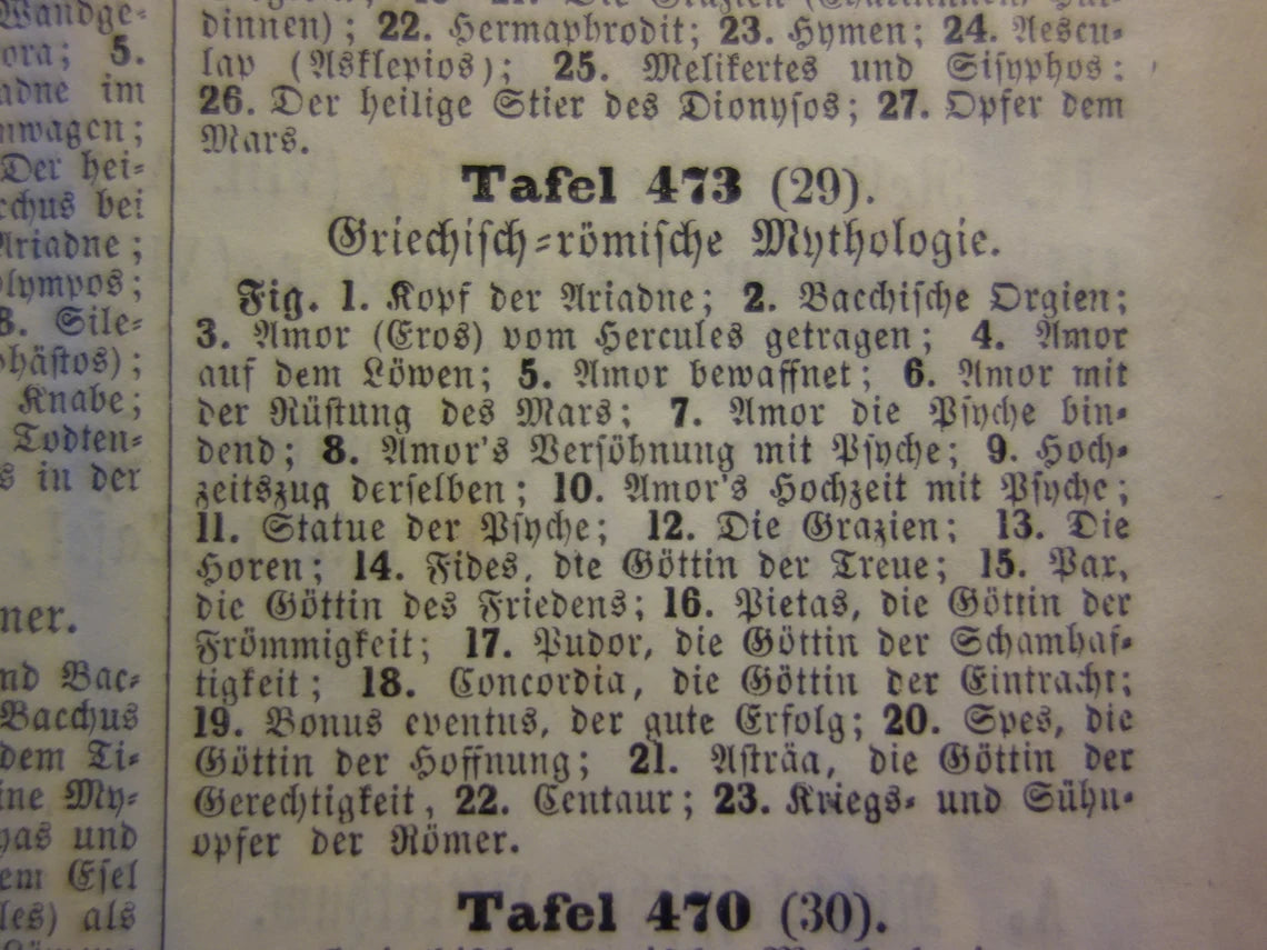 Griekse en Romeinse goden antieke print Originele 175+ jaar oude illustratie God Sculpturen Amor Eros vintage religie prenten oudheid