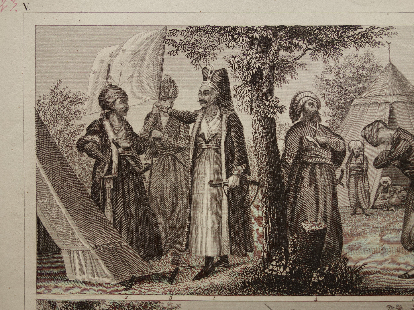 1849 oude prent van Ottomaanse en Perzische leger - originele antieke militaire illustratie - uniformen leger Turkije Perzië print
