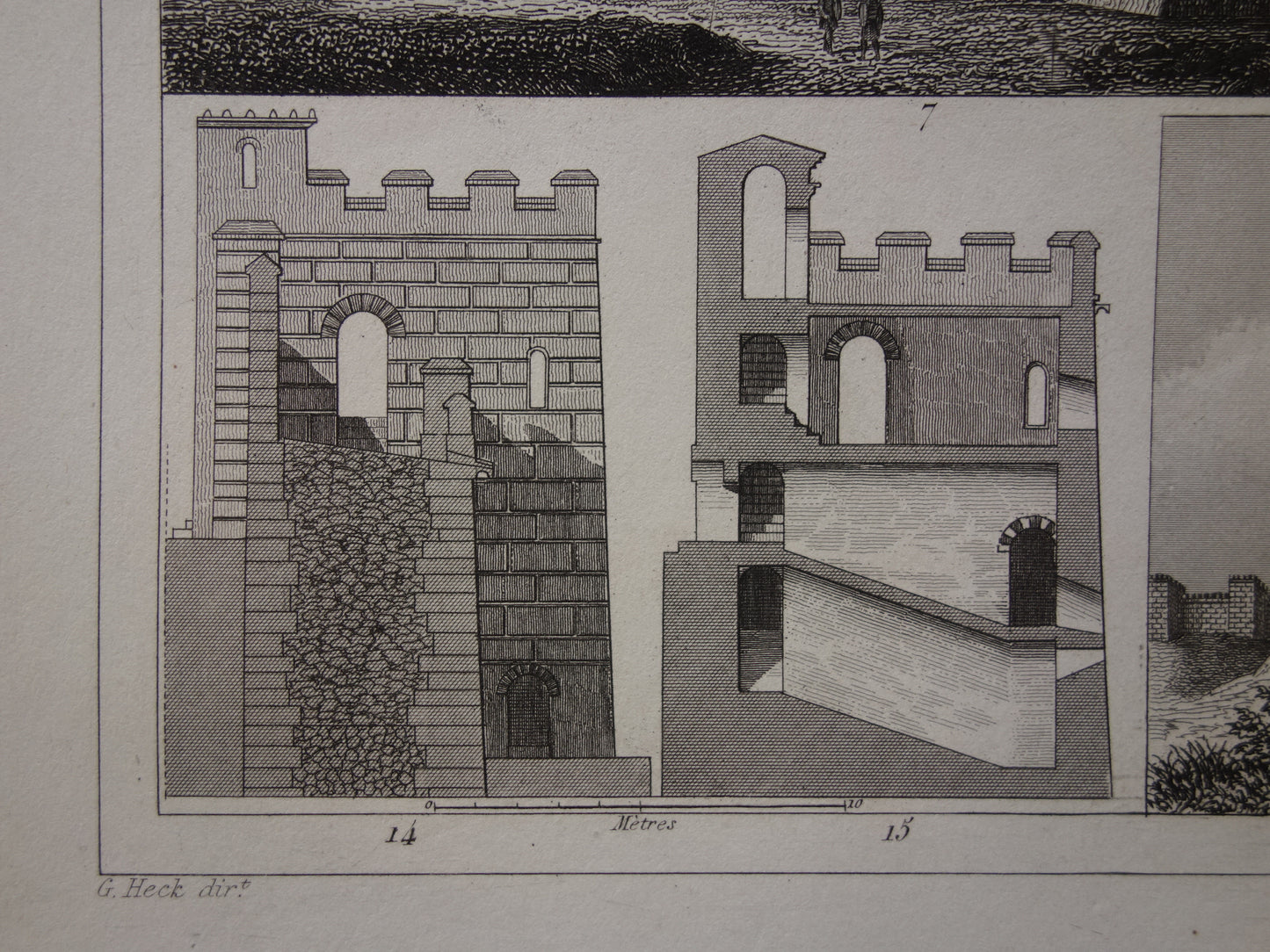 City Wall Rome Pompeii Athens old print about historical fortifications - original antique military illustration - city walls from antiquity print
