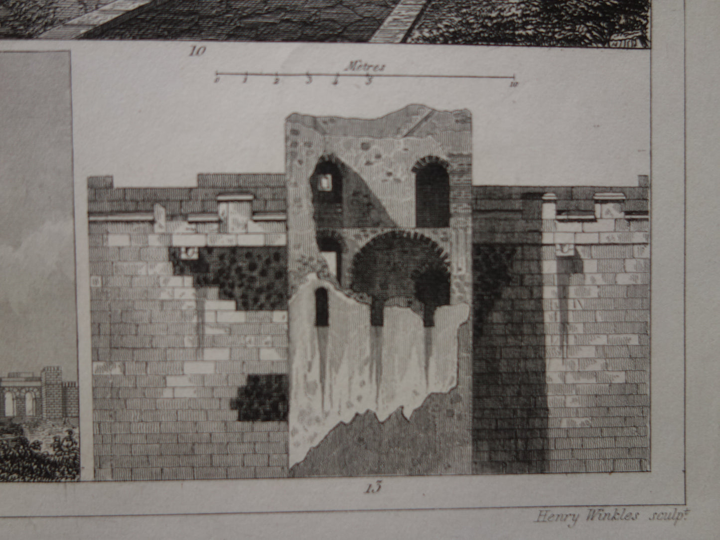 City Wall Rome Pompeii Athens old print about historical fortifications - original antique military illustration - city walls from antiquity print