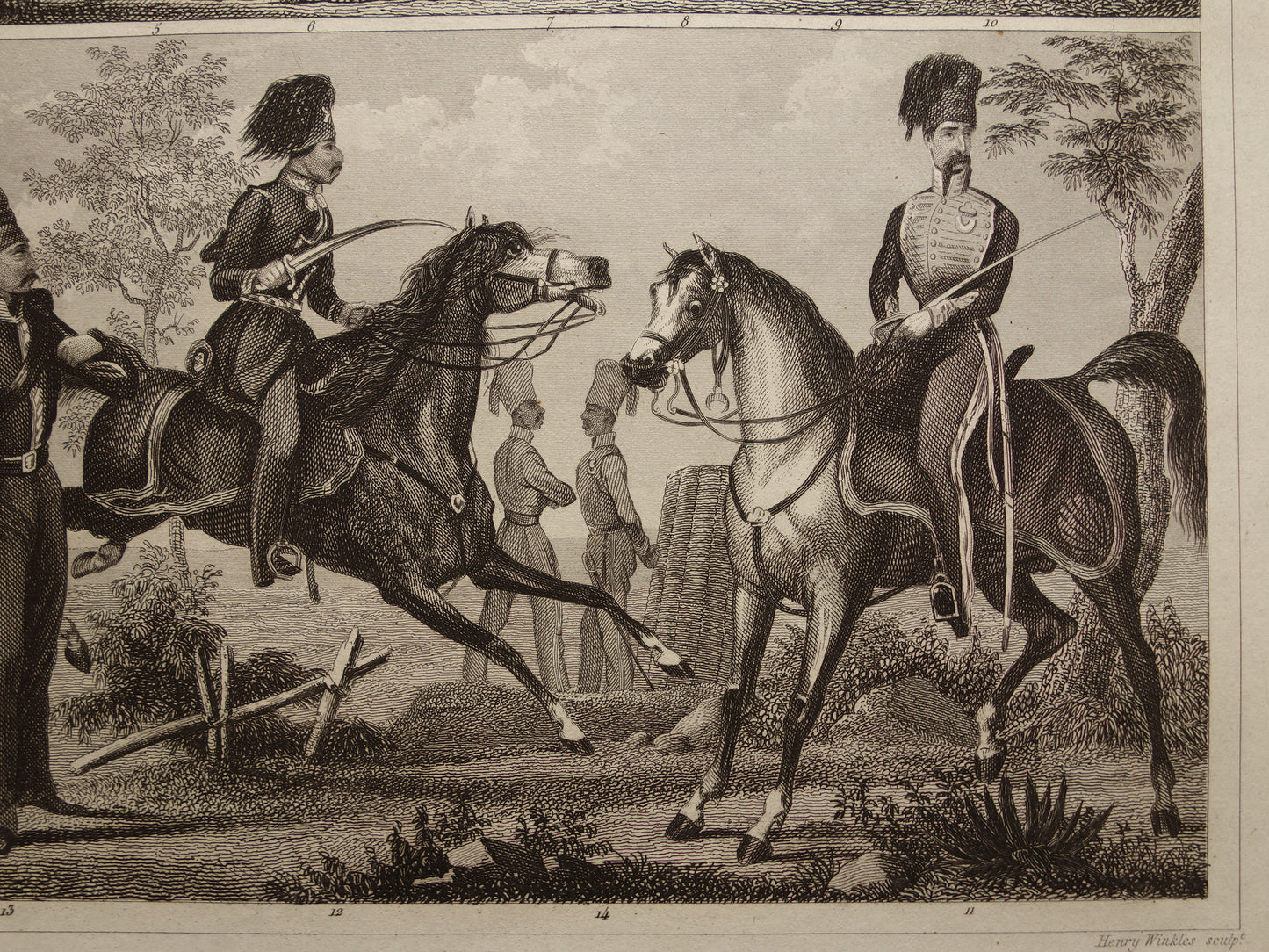 1849 oude prent van Ottomaanse en Perzische leger - originele antieke militaire illustratie - uniformen leger Turkije Perzië print