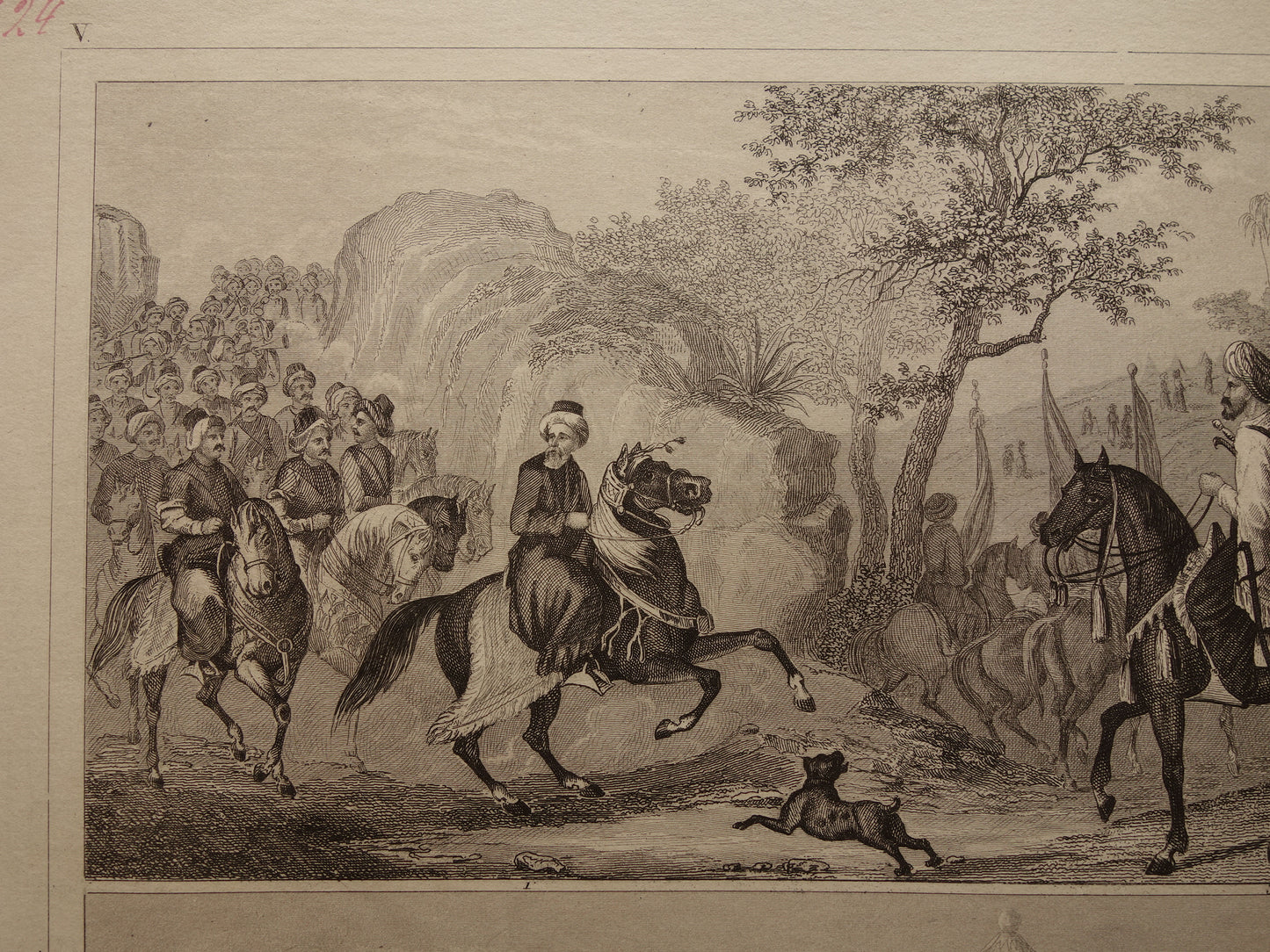 1849 oude prent van Ottomaanse leger - originele antieke militaire illustratie - jereed uniformen leger Turkije print