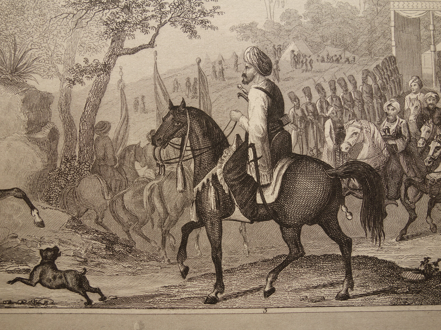 1849 oude prent van Ottomaanse leger - originele antieke militaire illustratie - jereed uniformen leger Turkije print