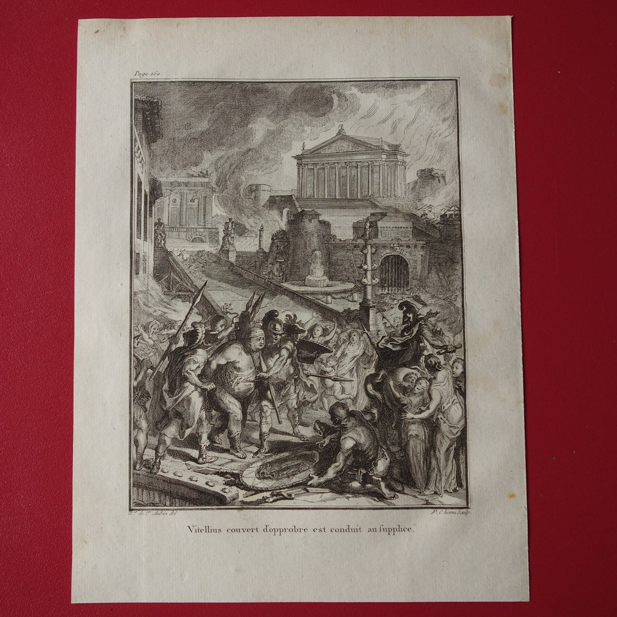 Gabriel de Saint-Aubin etching Vitelius couvert d'opprobre est conduit au supplice