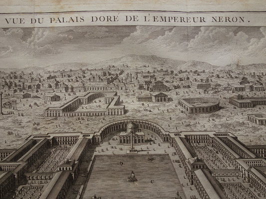 Domus Aurea Gouden Paleis keizer Nero - Geschiedenis van Rome oude prent uit 1798 - originele antieke illustratie Gouden Paleis van Nero - vintage print muurdecoratie