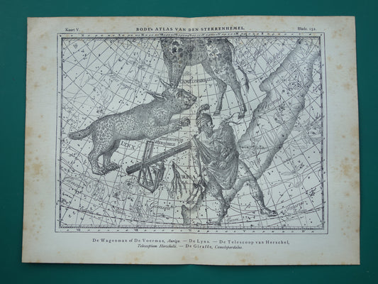 Antieke ASTRONOMIE print set van drie 3 oude sterrenkaart prints - Vintage Pegasus Auriga Boötes astrologie sterrenbeeld prints noordelijke hemel