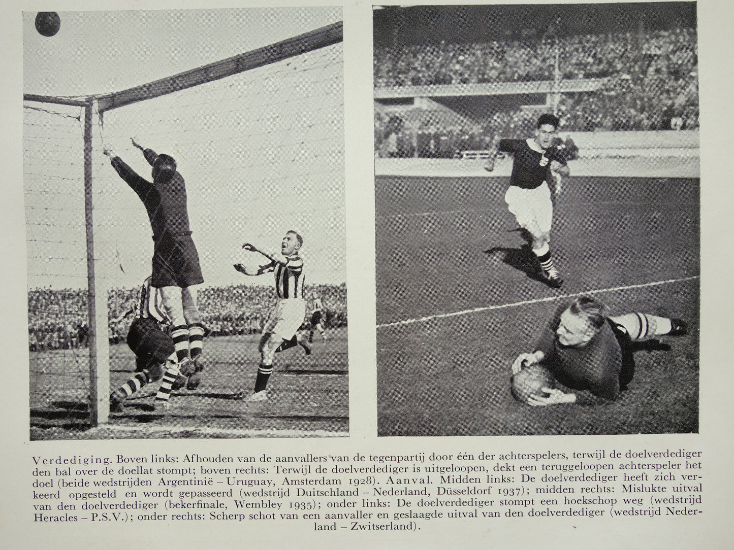 VOETBAL Oude Prent uit 1938 Originele vintage Nederlandse illustratie Voetbal Kleine print