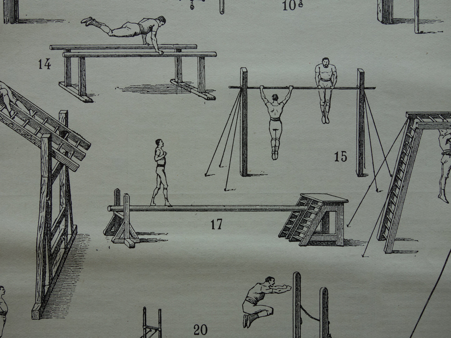 GYMNASTIEK vintage sport illustratie - originele antieke prent atleten gymnasten - fitness oude print