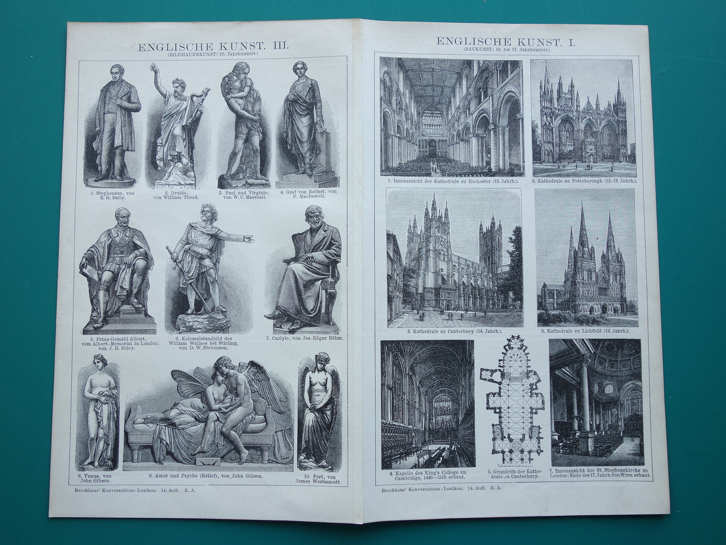 Oude prent van Engelse Schilderkunst uit 18e en 19e eeuw - originele antieke illustratie schilderijen Turner Wilkie Maclise