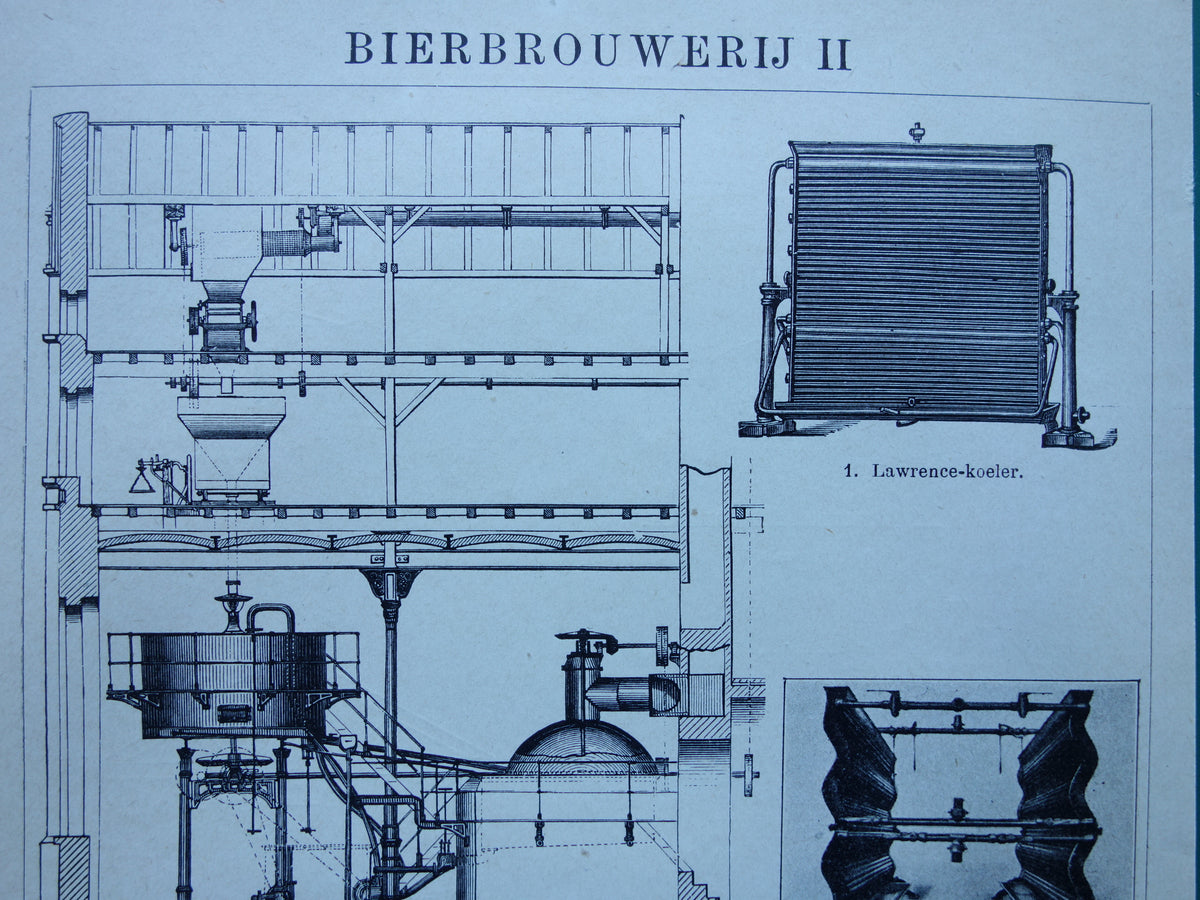 BROUWERIJ Oude Prent uit 1915 Bierbrouwerij Originele antieke Nederlandse illustratie Bier Brouwen vintage print