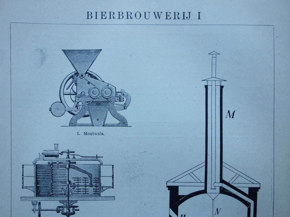 BROUWERIJ Oude Prent uit 1915 Bierbrouwerij Originele antieke Nederlandse illustratie Bier Brouwen vintage print