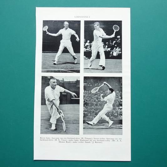 TENNIS Oude Prent uit 1936 Originele vintage Nederlandse illustratie Tennis Kleine print