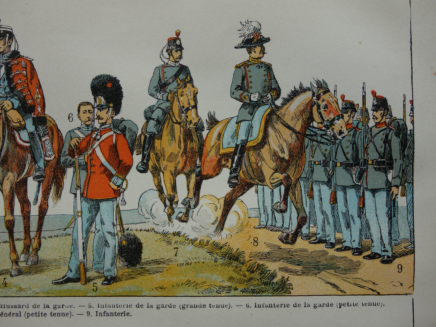 Old print of Danish Army Uniforms and Flags original antique illustration Denmark Army Flag Uniform pre WWI vintage image prints