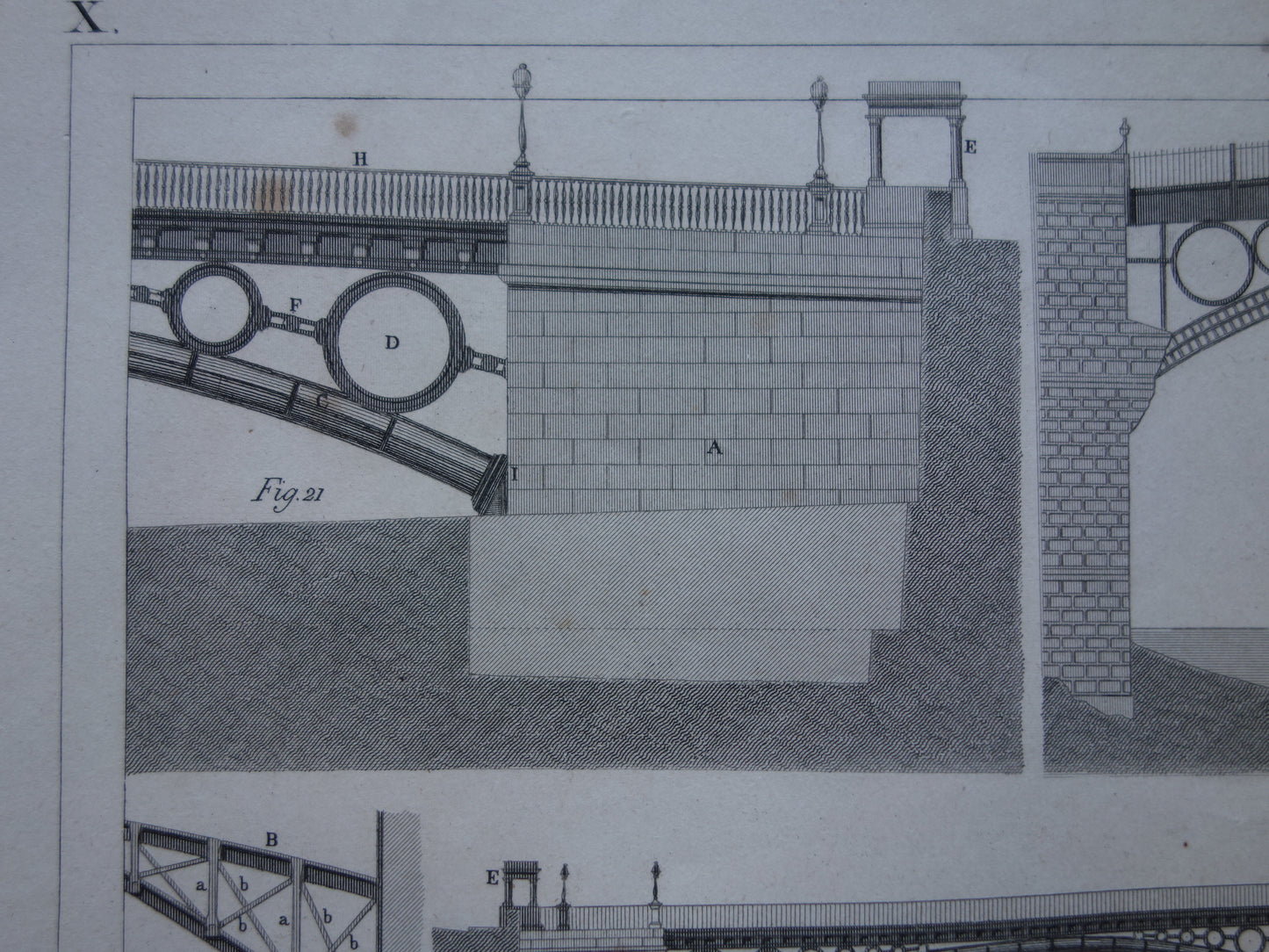 BRUGGEN Antieke illustratie 1849 Bruggenbouw Brug Architectuur prent oude vintage prints