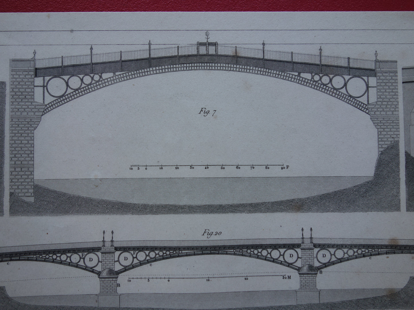 BRUGGEN Antieke illustratie 1849 Bruggenbouw Brug Architectuur prent oude vintage prints