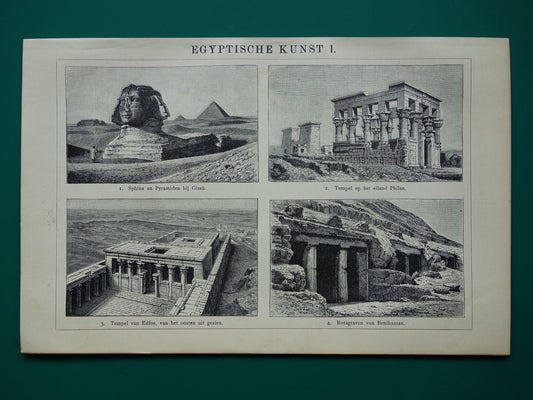 EGYPTISCHE KUNST Oude prenten over kunst uit het oude Egypte 1907 - originele antieke illustratie - set van 2 vintage prints Egyptologie