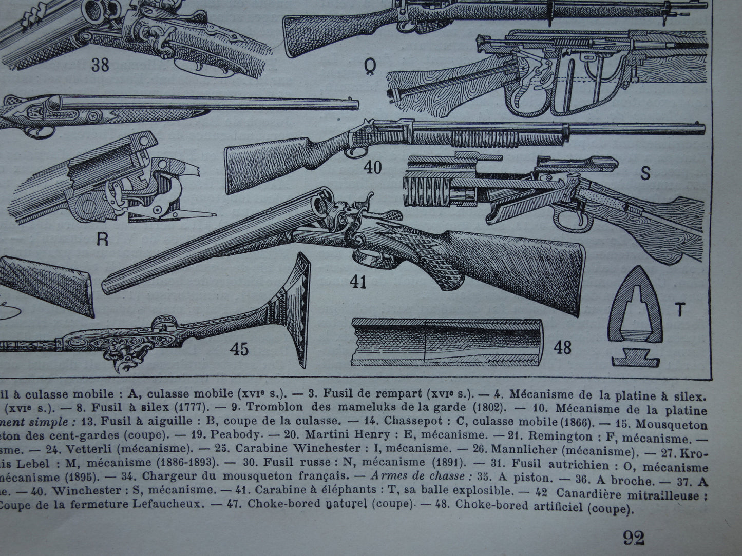 GEWEREN Antieke illustratie Pistolen Geschiedenis van Geweer Pistool Oude vintage afbeelding prent