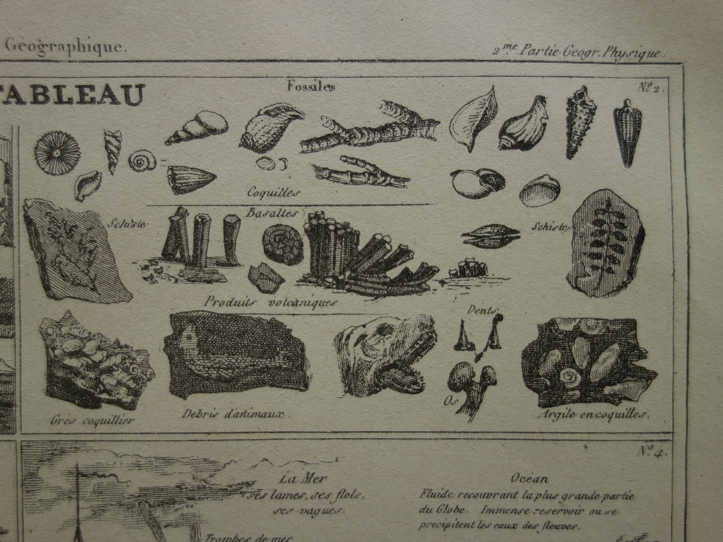 GEOLOGIE PRINT 145+ jaar oude antieke Franse prent over geografie bergen vulkanen fossielen aarde gesteentelagen vintage illustratie prenten