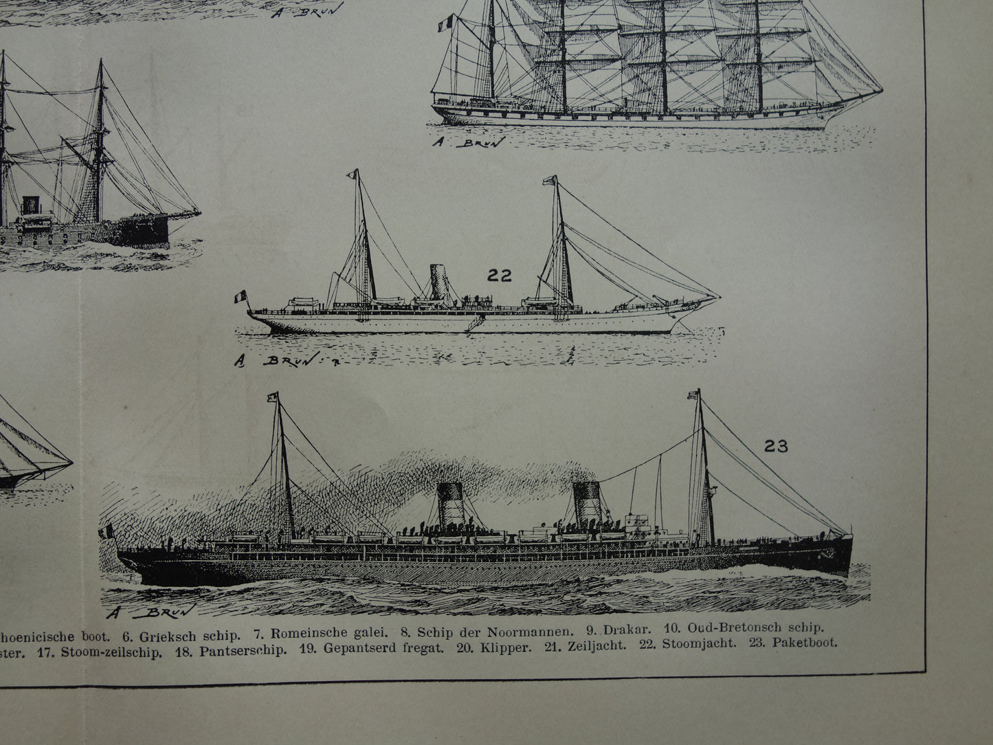 SCHEPEN antieke illustratie over geschiedenis Scheepsontwerp - 1909 originele oude schip scheepvaart print - vintage marine prints