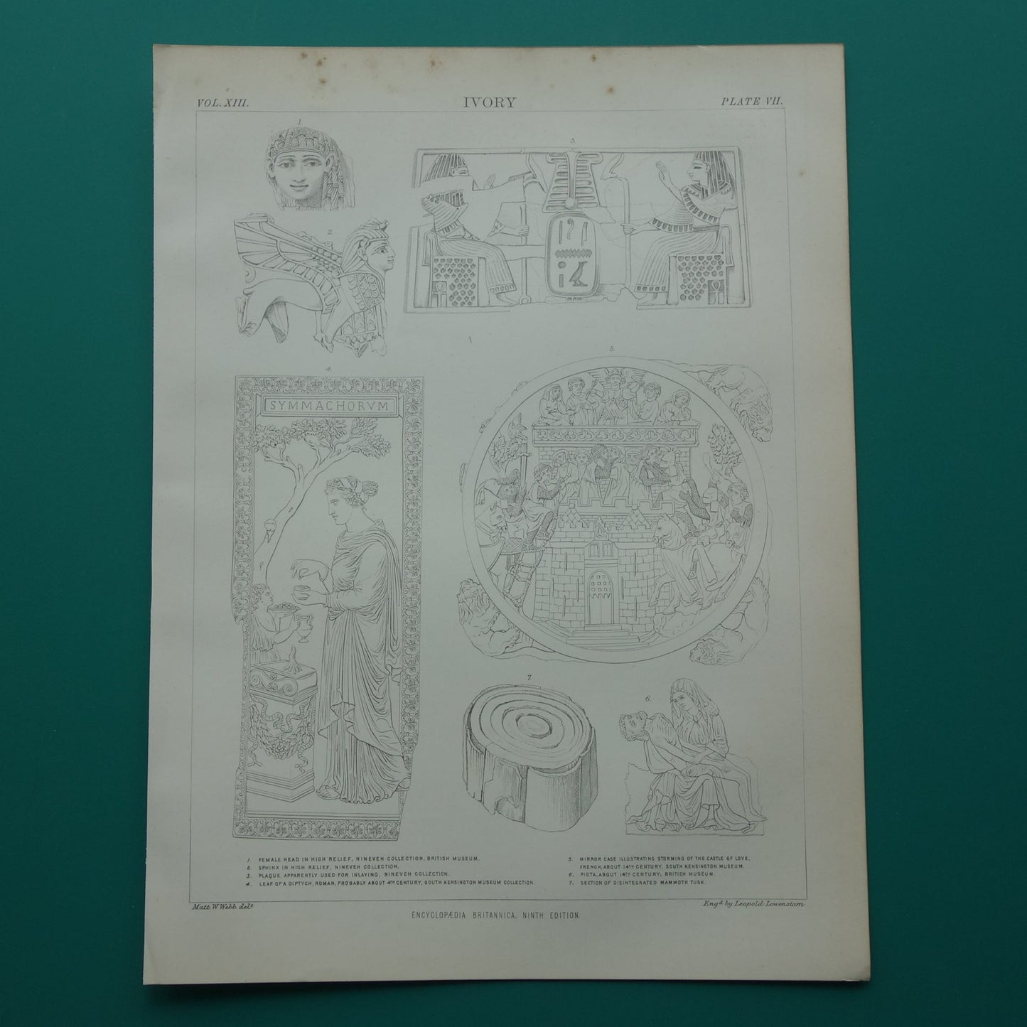 Oude prent over ivoorsnijwerk ivoor 1880 originele antieke geschiedenis illustratie Nineveh