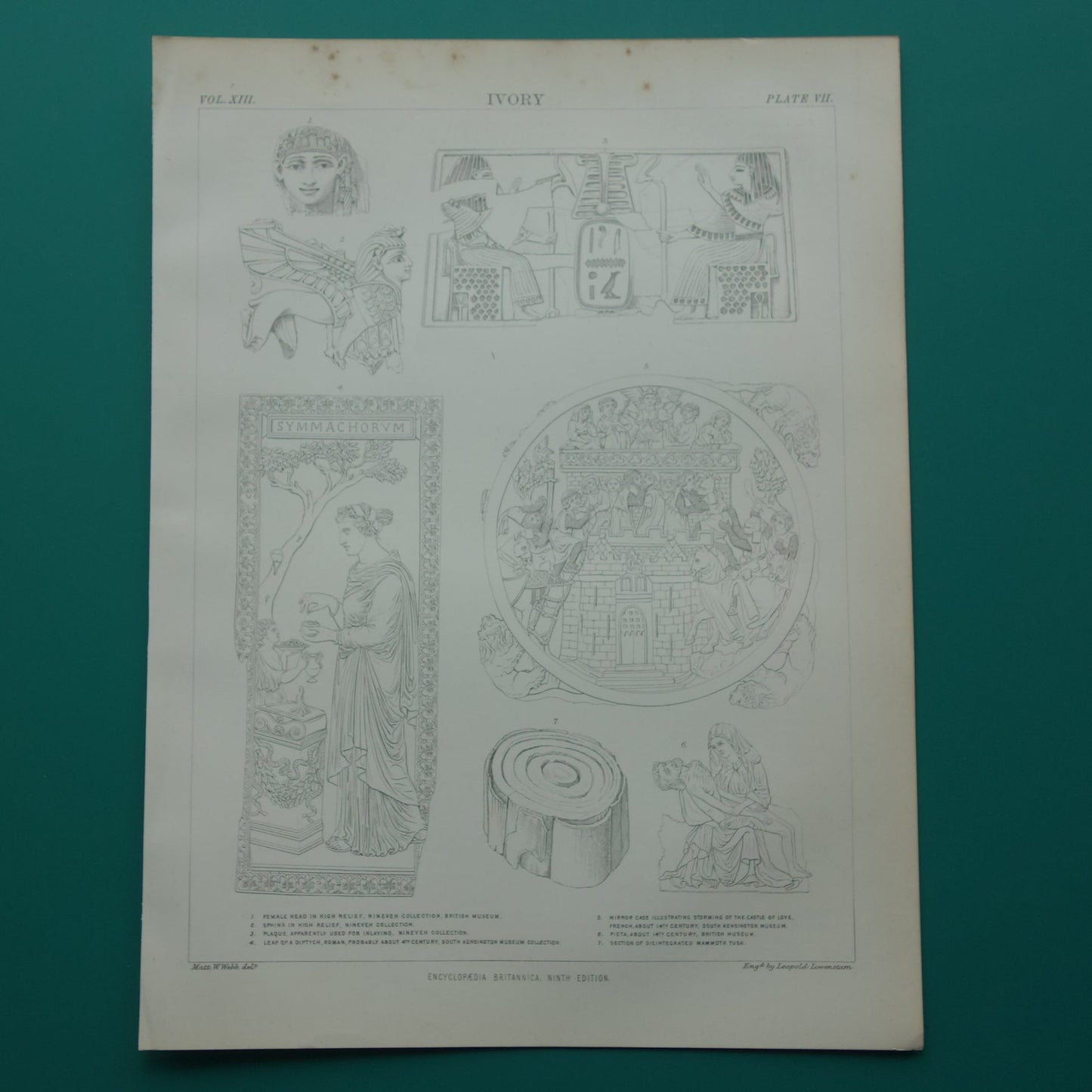 Oude prent over ivoorsnijwerk ivoor 1880 originele antieke geschiedenis illustratie Nineveh