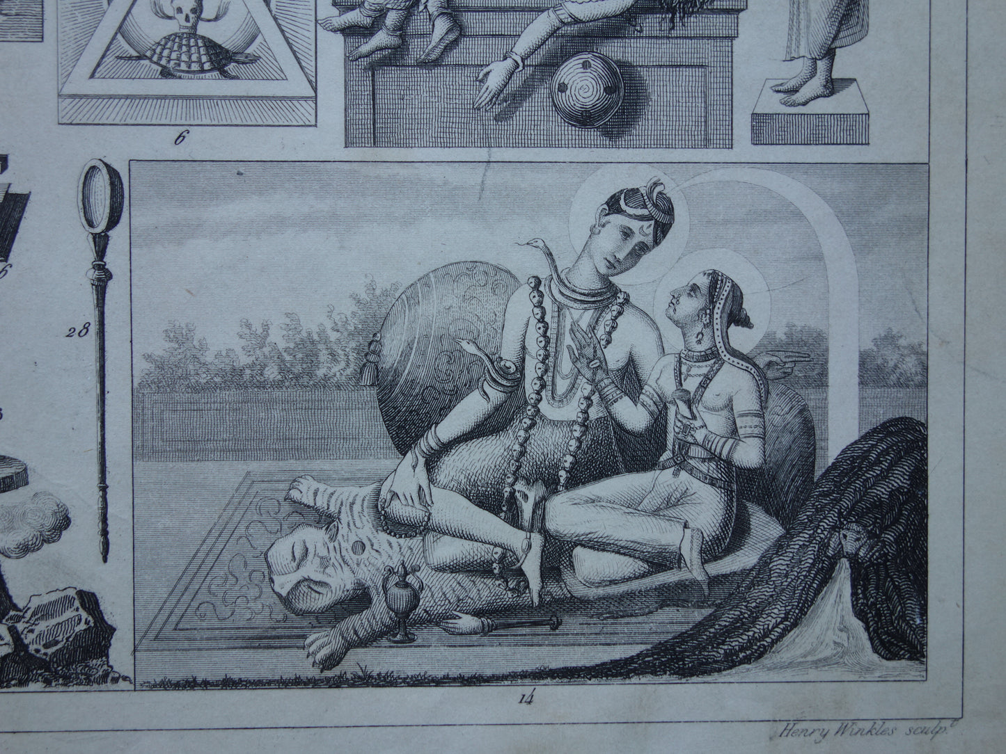 Über 160 Jahre alter Druck griechischer und römischer Götter Original antike Illustration Jupiter Zeus Europa Mars Venus Vintage Gott Religion Druck