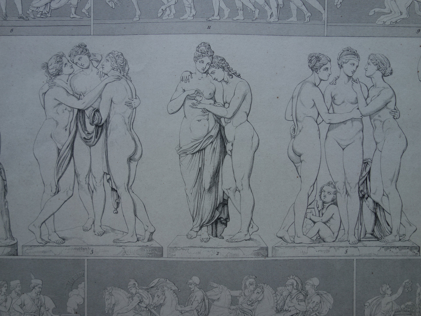 Bertel Thorvaldsen Oude prent kunstgeschiedenis Beeldhouwwerken Antonio Canova Originele antieke print Alexander fries Kunst Beeldhouwkunst vintage illustratie Beeldhouwer