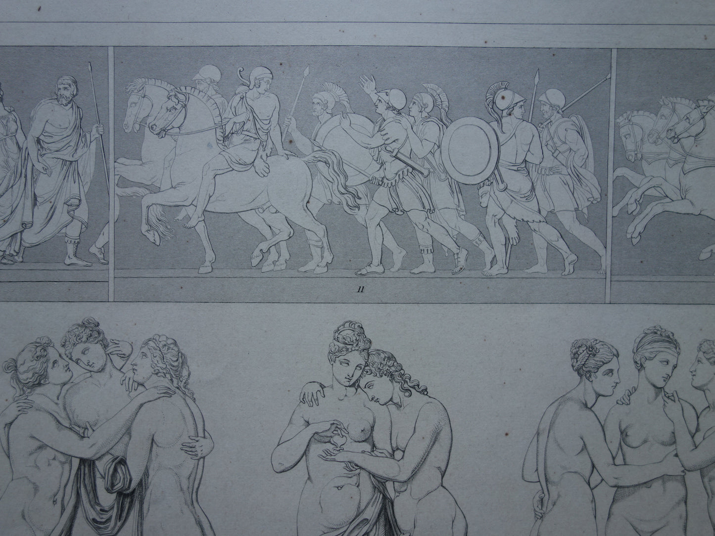 Bertel Thorvaldsen Oude prent kunstgeschiedenis Beeldhouwwerken Antonio Canova Originele antieke print Alexander fries Kunst Beeldhouwkunst vintage illustratie Beeldhouwer