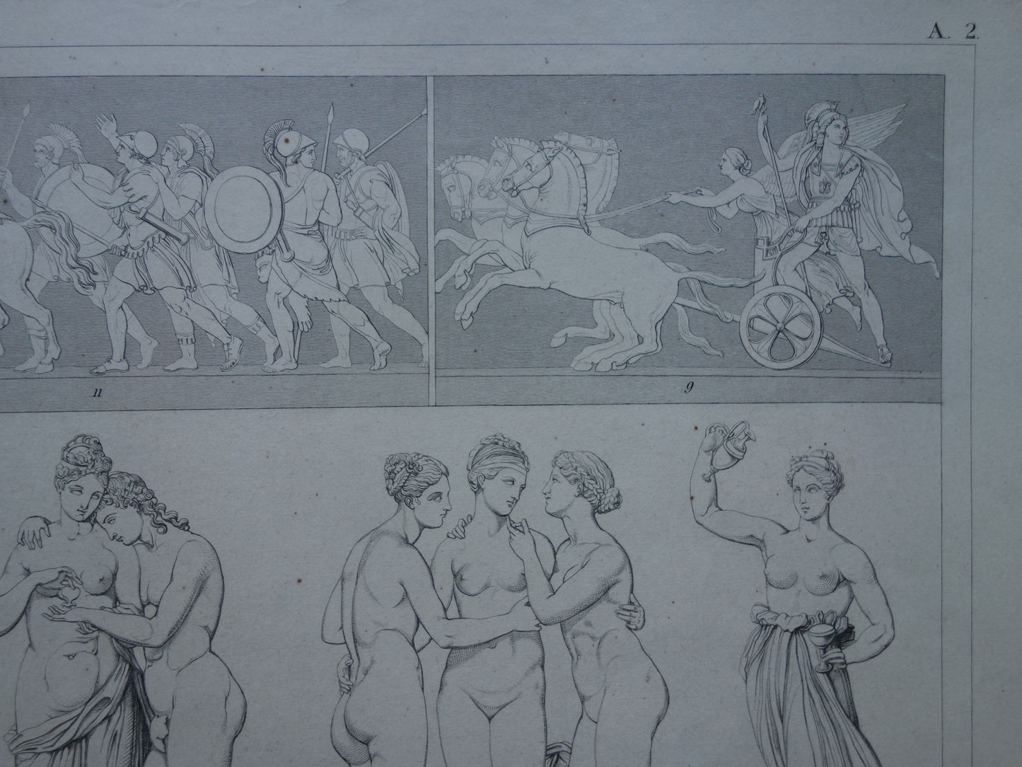 Bertel Thorvaldsen Oude prent kunstgeschiedenis Beeldhouwwerken Antonio Canova Originele antieke print Alexander fries Kunst Beeldhouwkunst vintage illustratie Beeldhouwer
