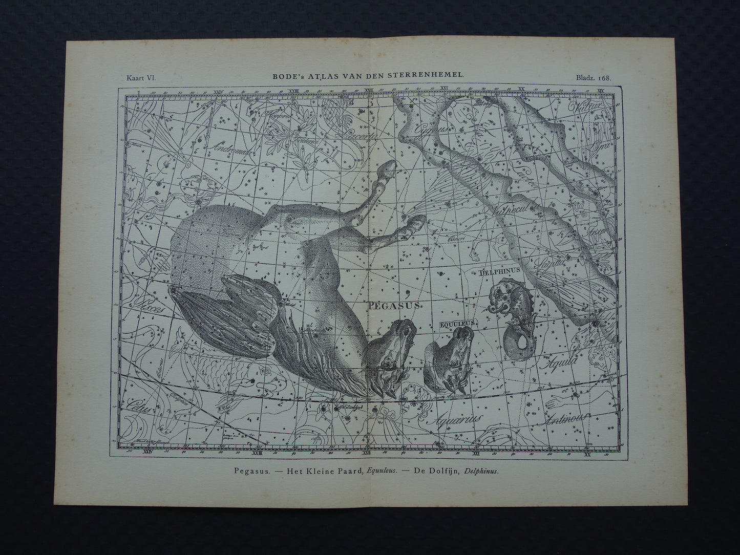 Antikes ASTRONOMIE-Druckset mit drei alten Sternenkartendrucken - Vintage Pegasus Auriga Boottes Astrologie-Konstellationsdrucke Nordhimmel