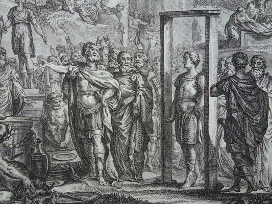 Publius Horatius Verbannen Geschiedenis van Rome Antieke prent Originele 200+ jaar oude illustratie Romeinse mythologie