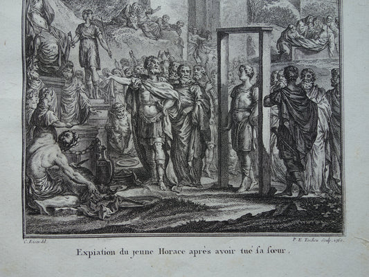 Publius Horatius Verbannen Geschiedenis van Rome Antieke prent Originele 200+ jaar oude illustratie Romeinse mythologie