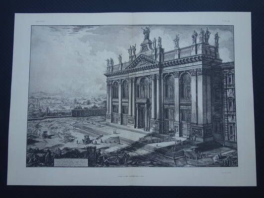 Oude Piranesi prent van Basiliek van Sint-Jan van Lateranen in Rome uit 1886 antieke facsimile uit Vedute di Roma vintage print Basilica San Giovanni in Laterano