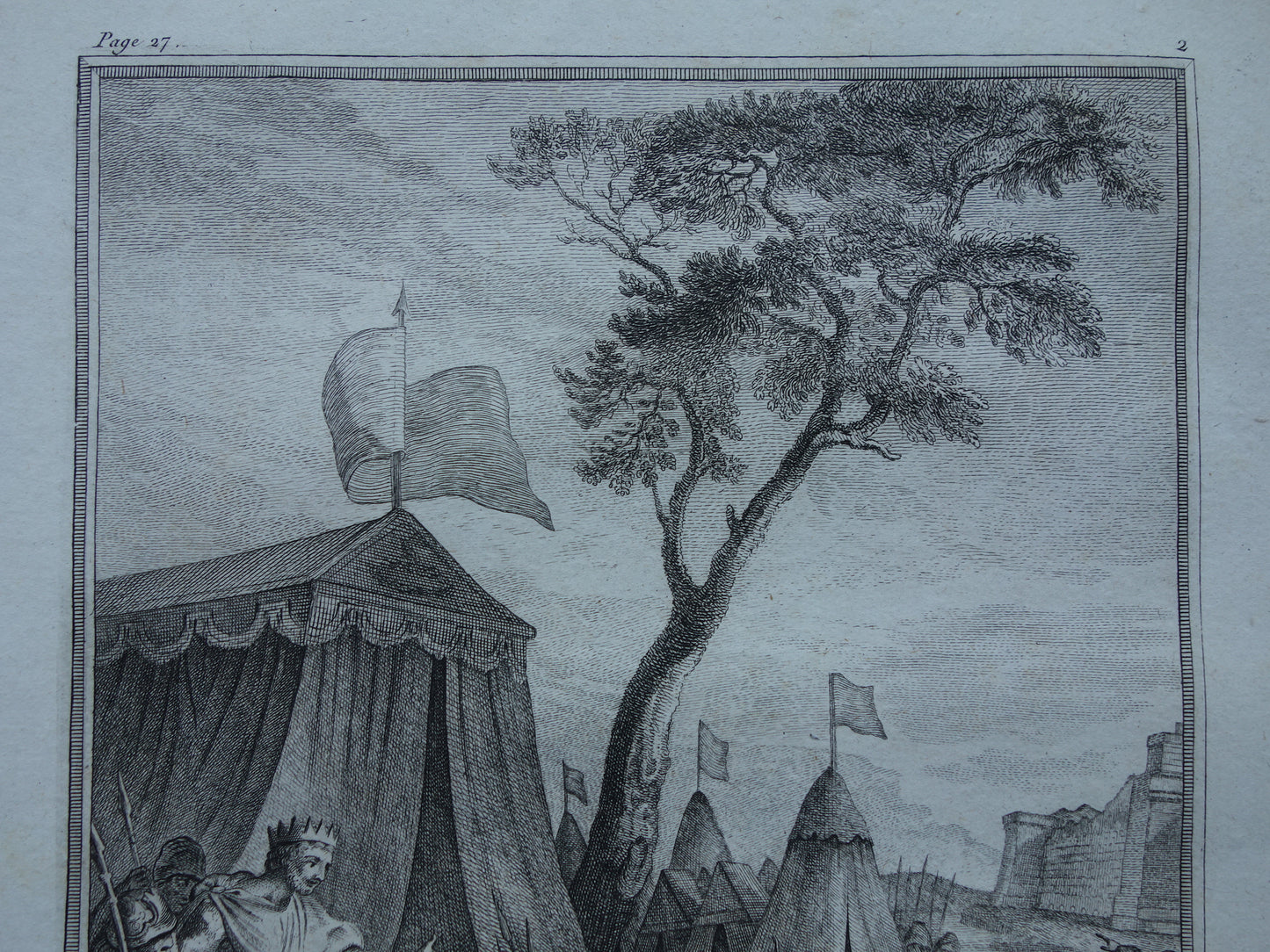 Geschiedenis van Rome Antieke prent Originele 200+ jaar oude illustratie Romeinse mythologie Romeins-Etruskische Oorlog koning Porsena geeft paard aan Cloelia