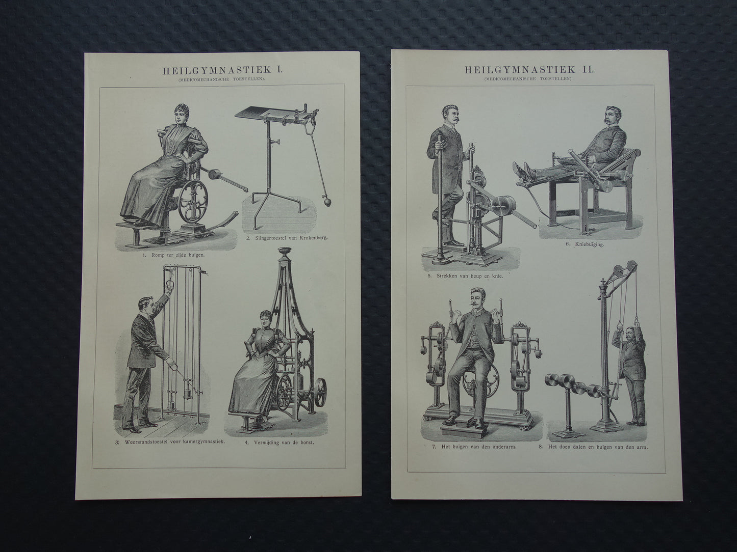 FITNESS oude prent uit het jaar 1908 van Fitness apparatuur originele antieke vintage prints sport apparaten
