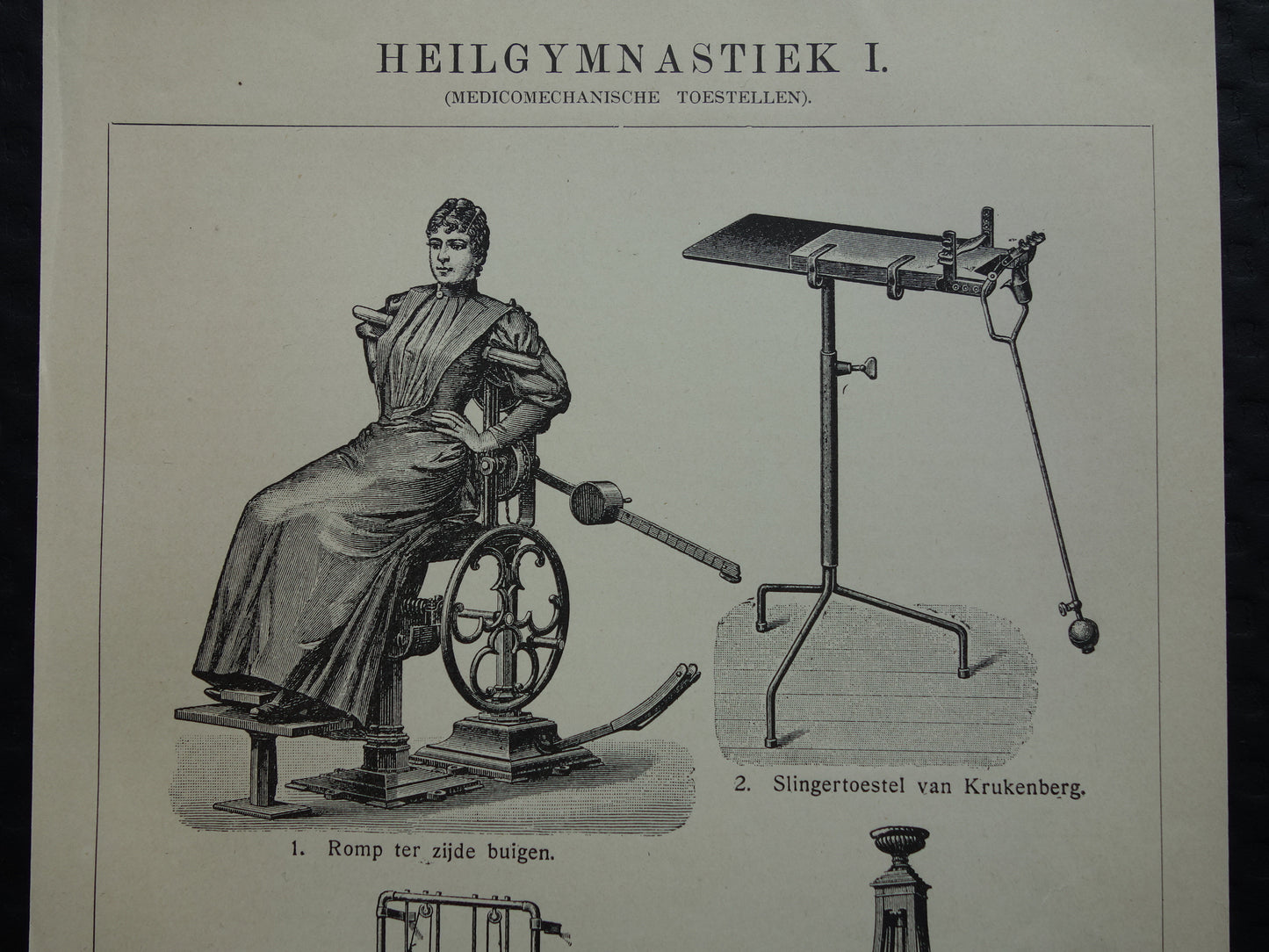 FITNESS oude prent uit het jaar 1908 van Fitness apparatuur originele antieke vintage prints sport apparaten