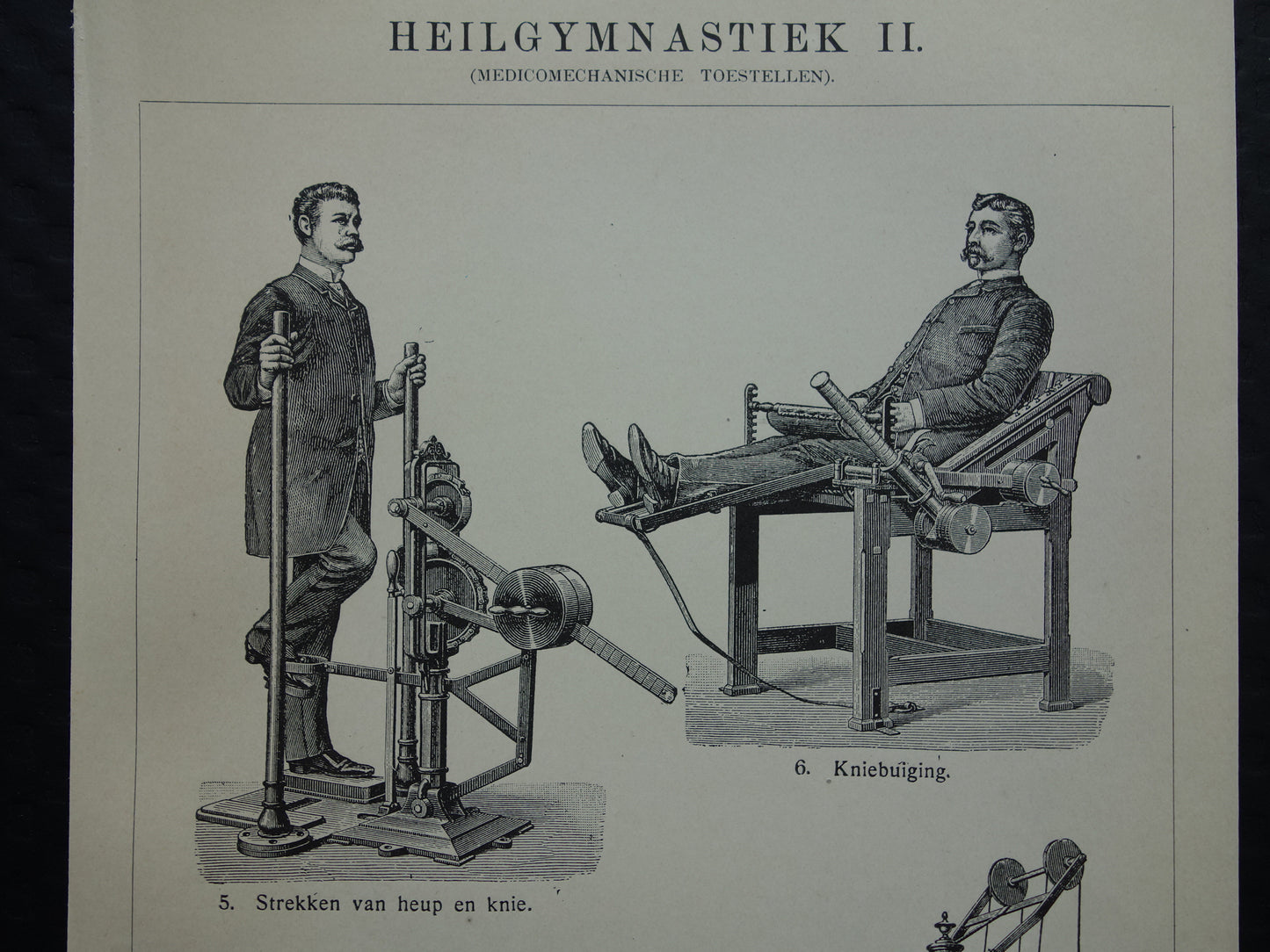 FITNESS oude prent uit het jaar 1908 van Fitness apparatuur originele antieke vintage prints sport apparaten