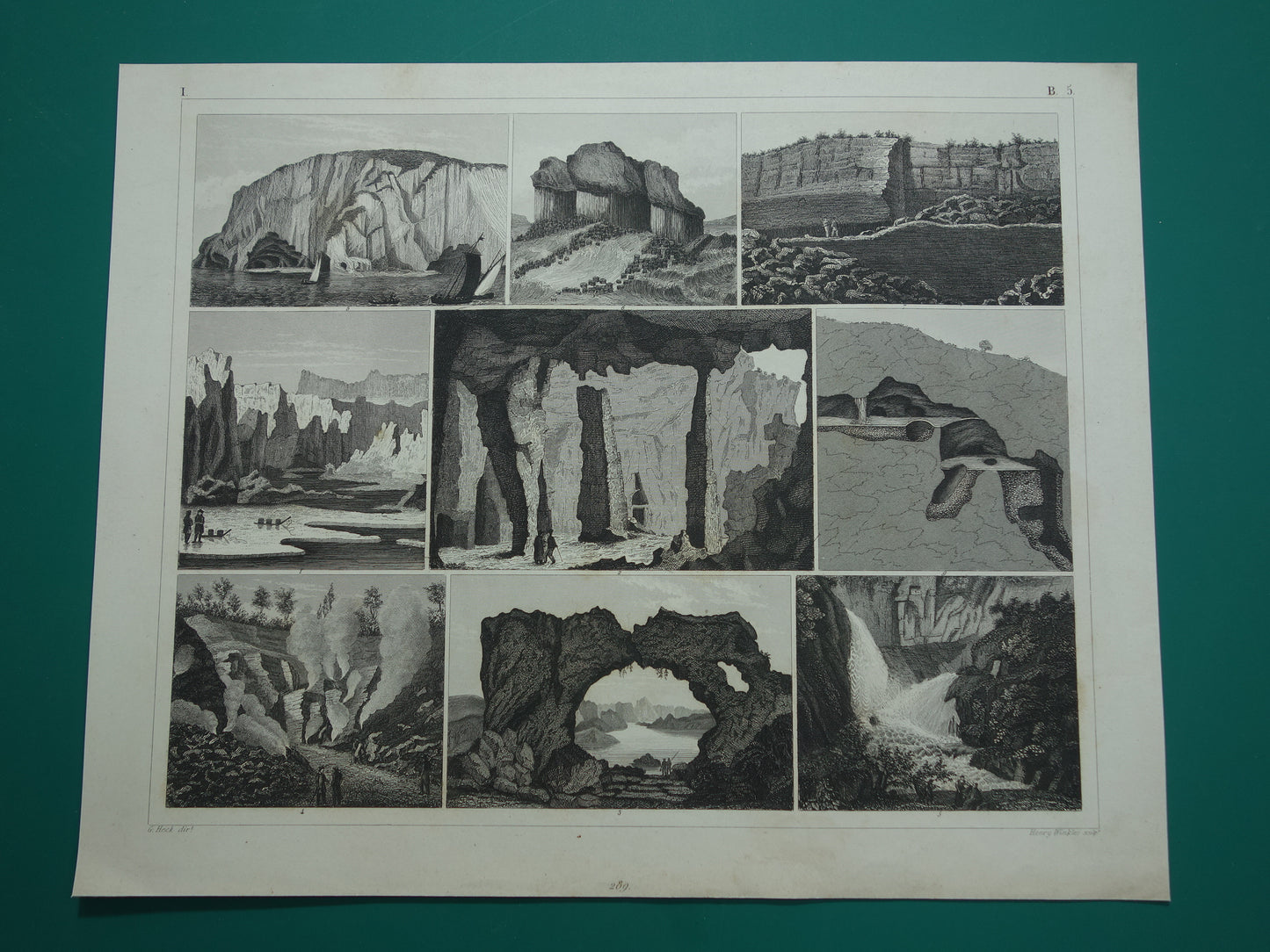 GEOLOGIE oude prent Originele 175+ jaar oude illustratie rotsformaties vintage prints