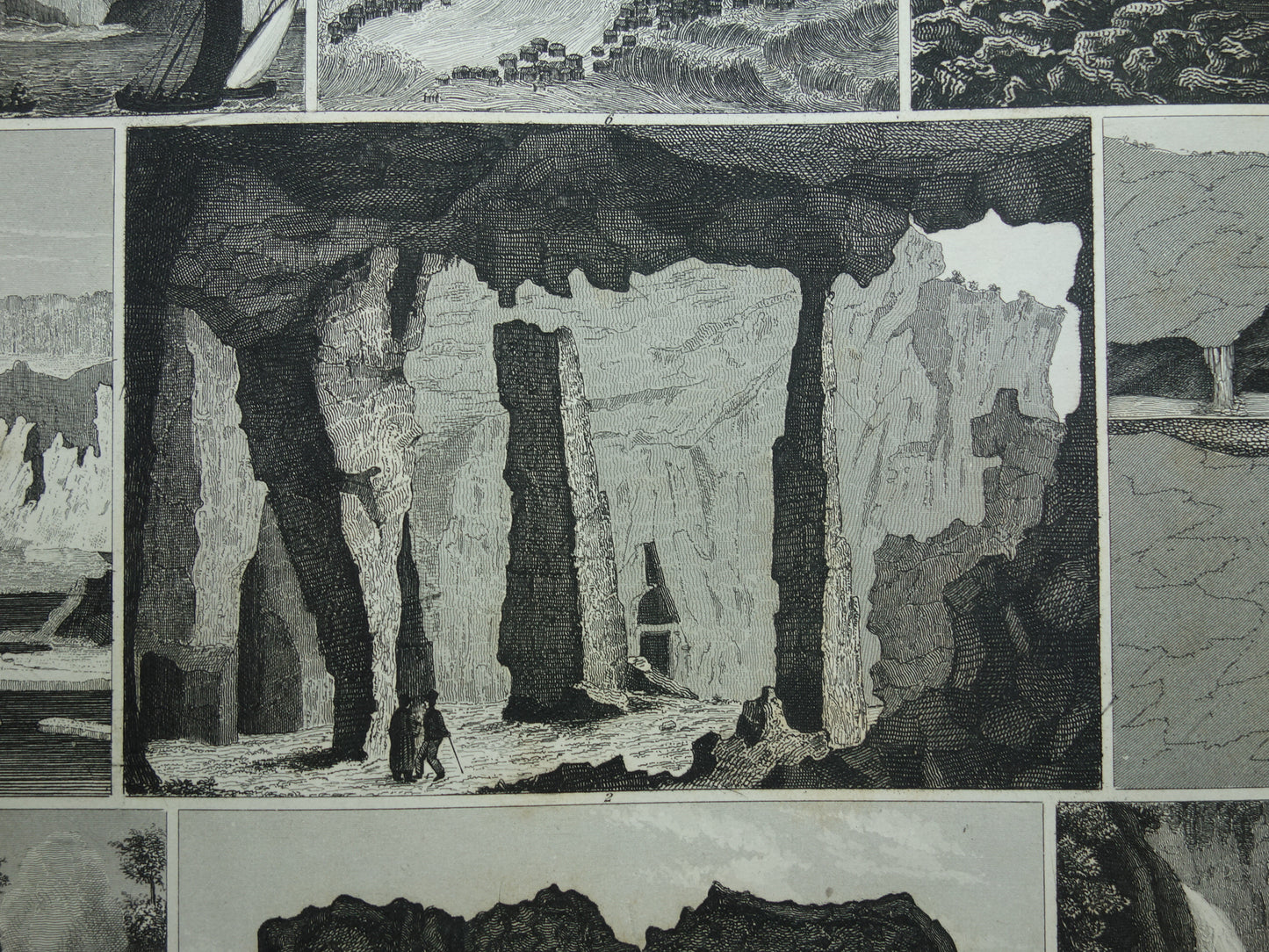 GEOLOGIE oude prent Originele 175+ jaar oude illustratie rotsformaties vintage prints