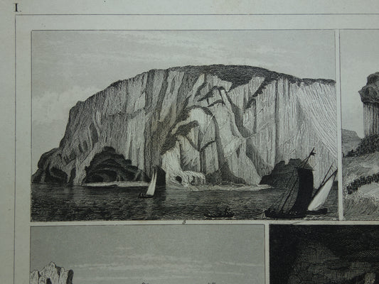 GEOLOGIE oude prent Originele 175+ jaar oude illustratie rotsformaties vintage prints