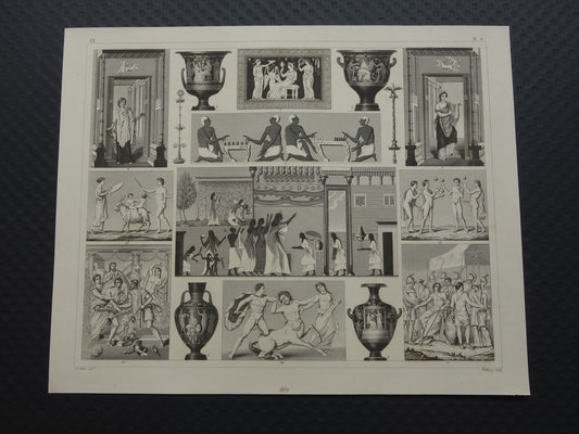 Oude Egyptische Griekse en Romeinse illustraties 175+ jaar oude prent kunstgeschiedenis schilderkunst in klassieke oudheid