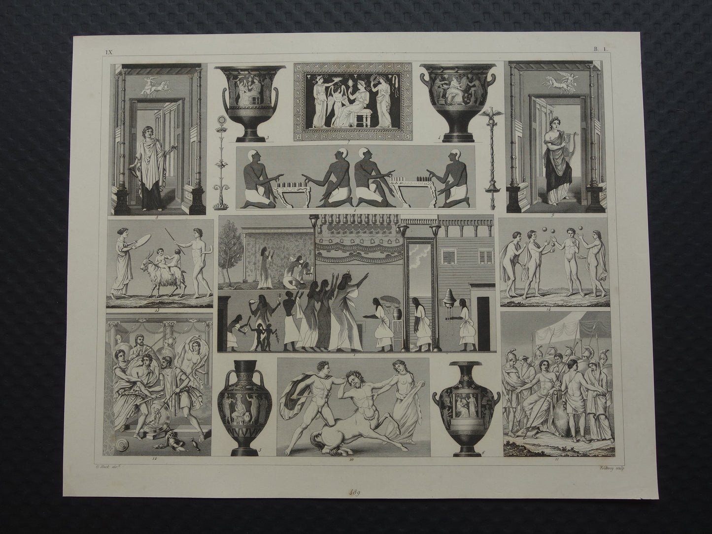 Oude Egyptische Griekse en Romeinse illustraties 175+ jaar oude prent kunstgeschiedenis schilderkunst in klassieke oudheid