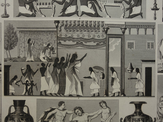 Oude Egyptische Griekse en Romeinse illustraties 175+ jaar oude prent kunstgeschiedenis schilderkunst in klassieke oudheid