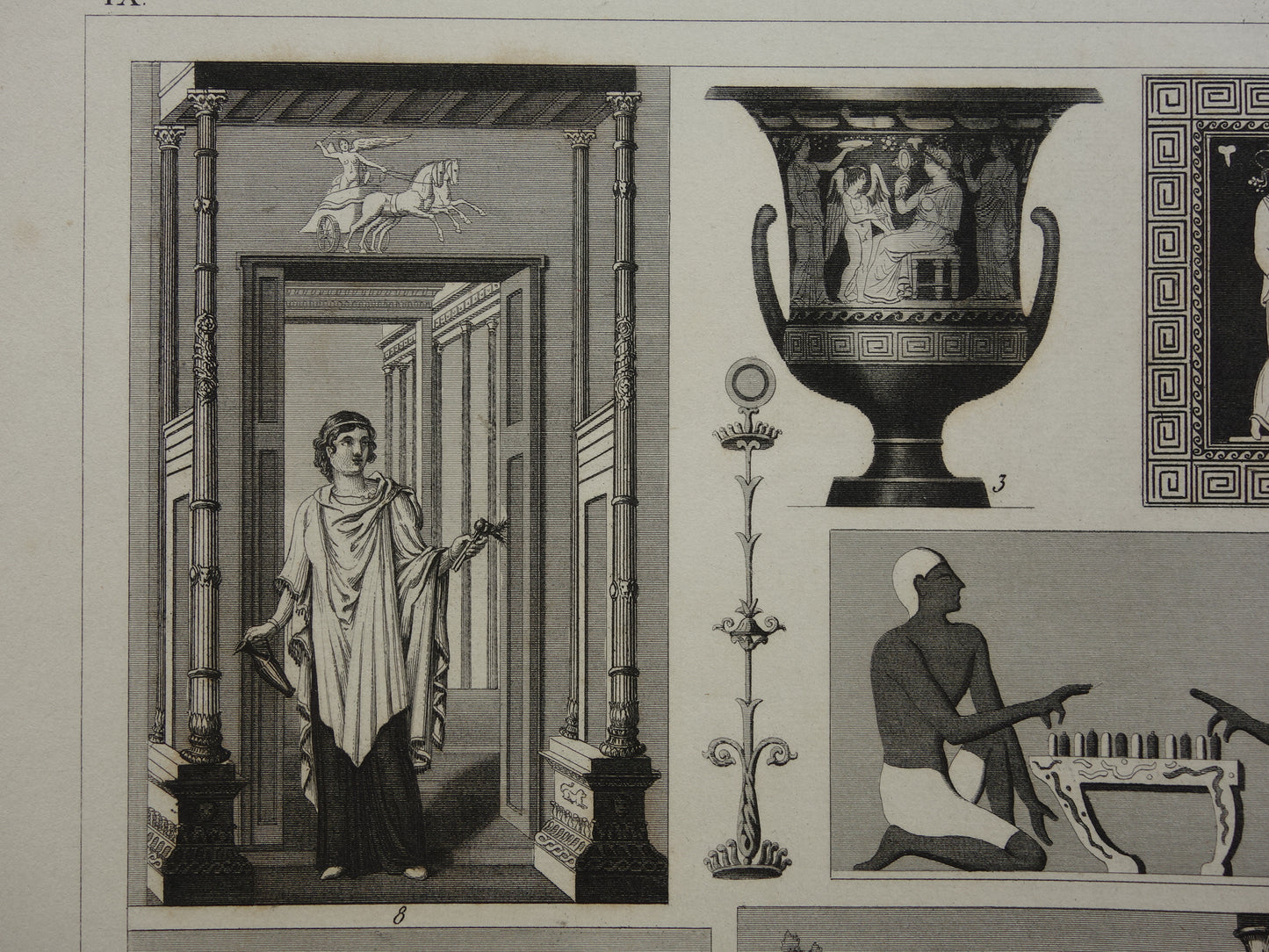 Oude Egyptische Griekse en Romeinse illustraties 175+ jaar oude prent kunstgeschiedenis schilderkunst in klassieke oudheid