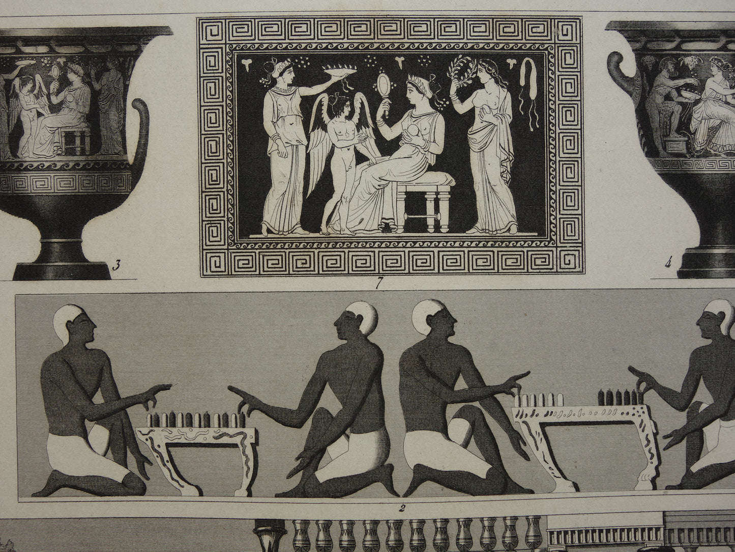 Oude Egyptische Griekse en Romeinse illustraties 175+ jaar oude prent kunstgeschiedenis schilderkunst in klassieke oudheid