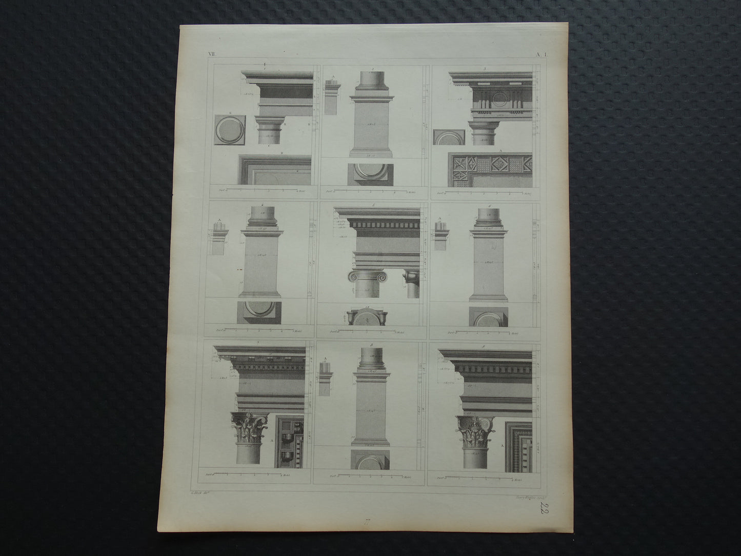 Klassieke Bouworden Oude Architectuur print set van 4 prenten Grieks Romeinse Bouworde