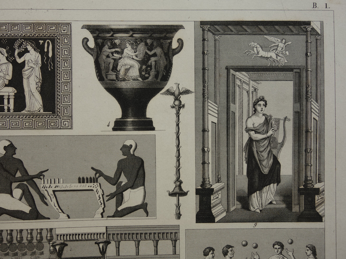 Oude Egyptische Griekse en Romeinse illustraties 175+ jaar oude prent kunstgeschiedenis schilderkunst in klassieke oudheid
