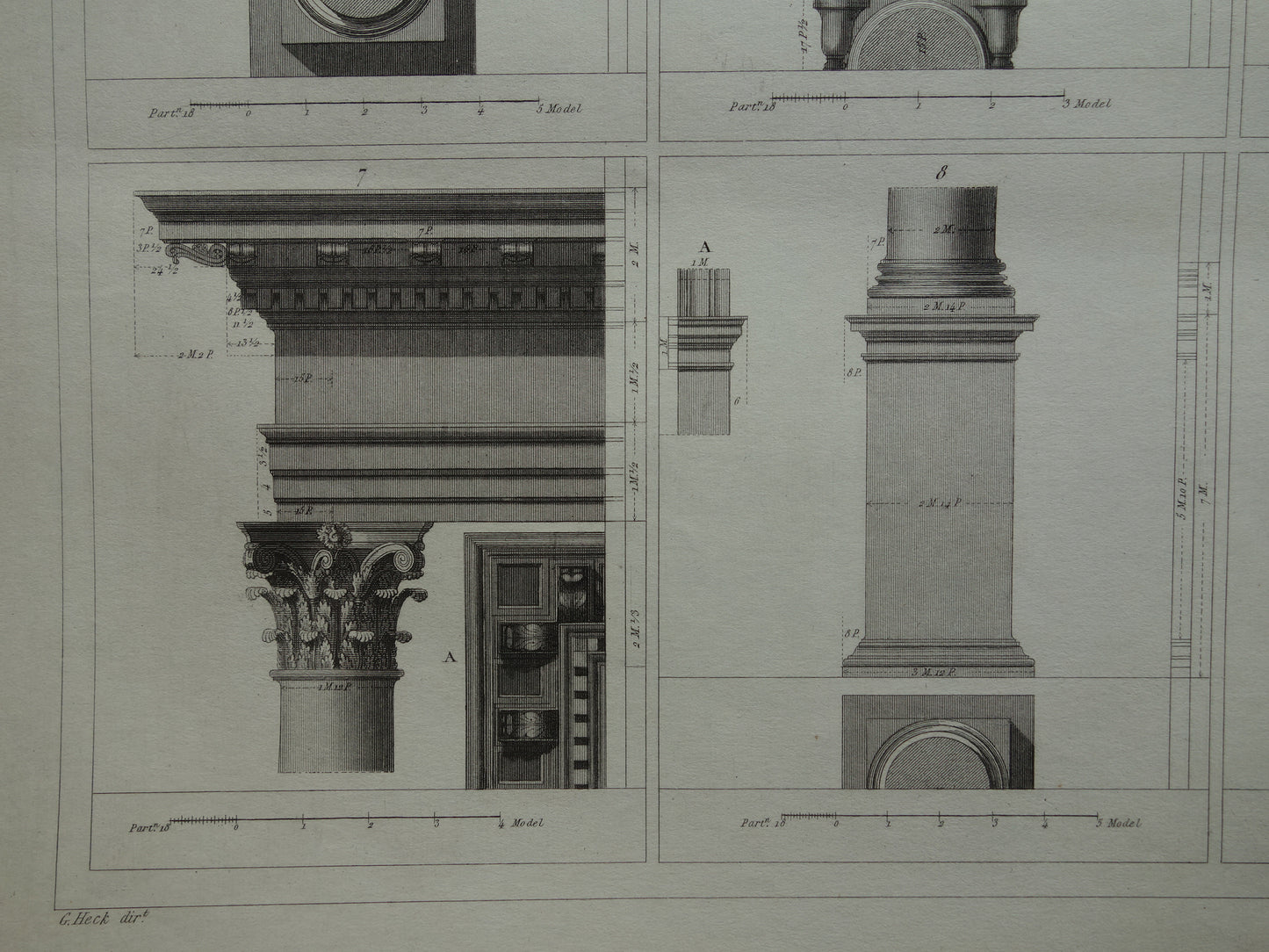 Klassieke Bouworden Oude Architectuur print set van 4 prenten Grieks Romeinse Bouworde