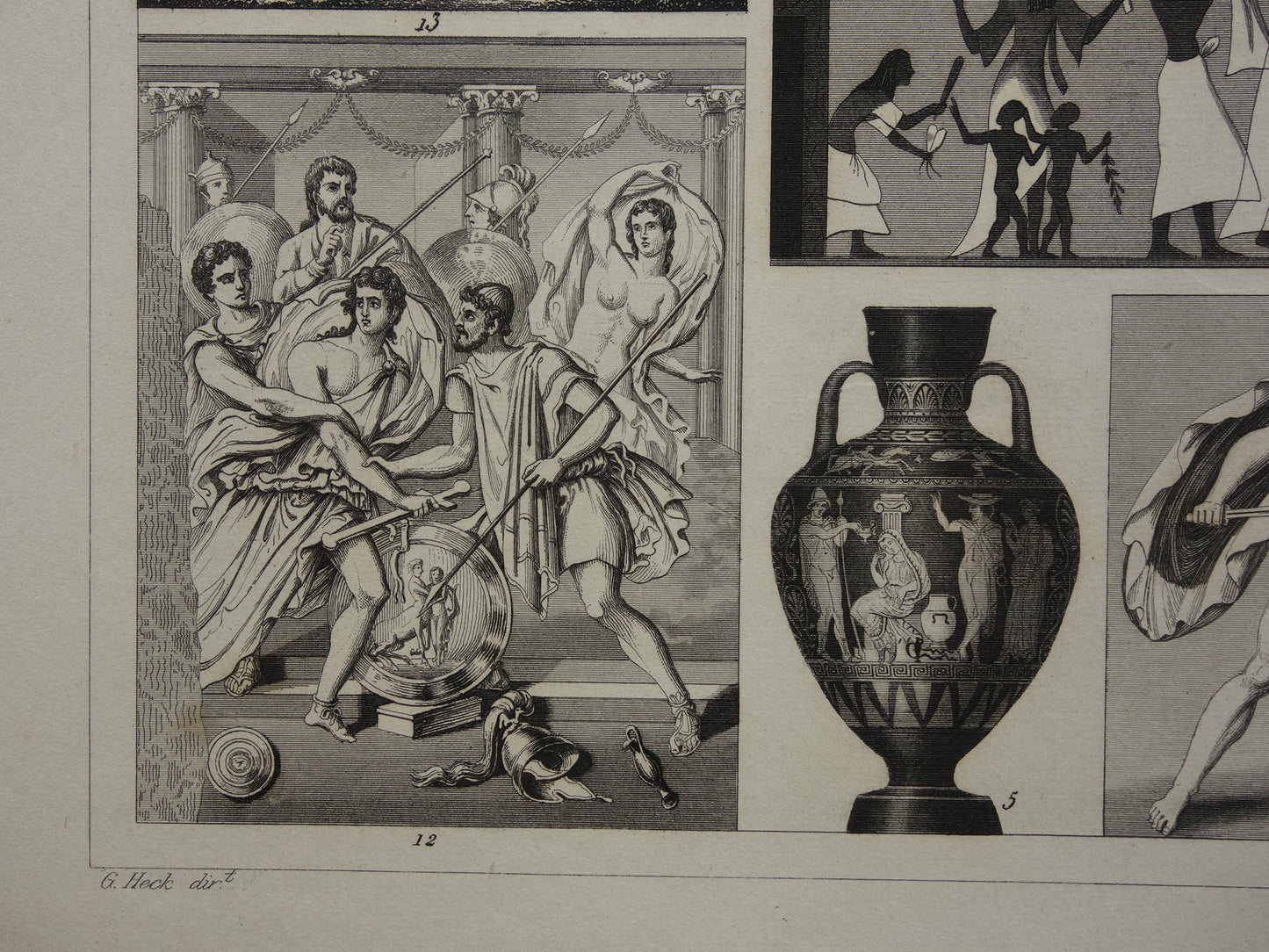 Oude Egyptische Griekse en Romeinse illustraties 175+ jaar oude prent kunstgeschiedenis schilderkunst in klassieke oudheid